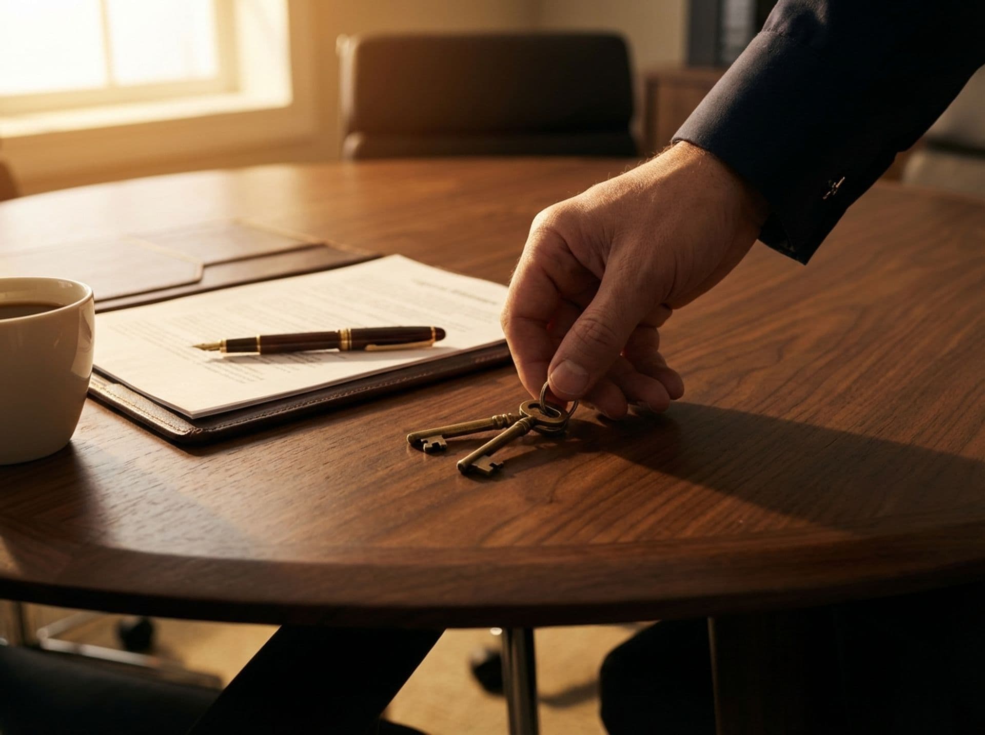 Keys and closing documents at settlement table